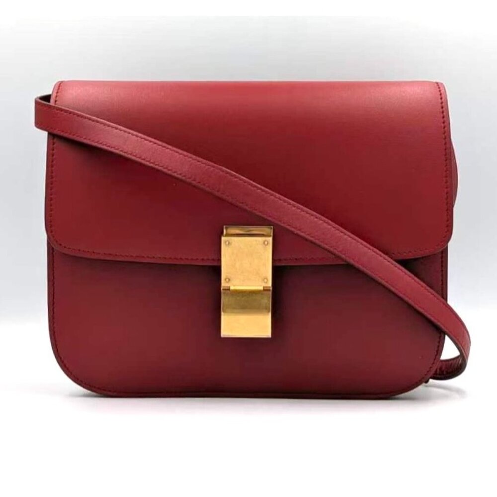 Pre-owned Celine Calfskin Medium Classic Box Flap Bag Red